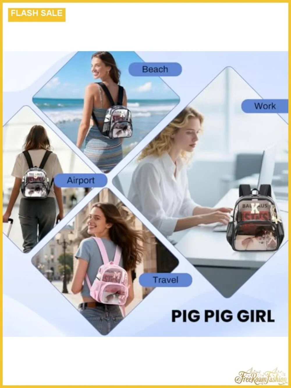 Clear Backpack Stadium Approved PVC Transparent Mini Backpack for Women,